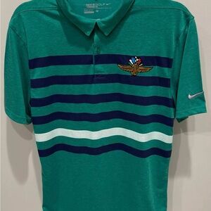 Nike Green and Blue Polo Shirt with Sporty Stripes